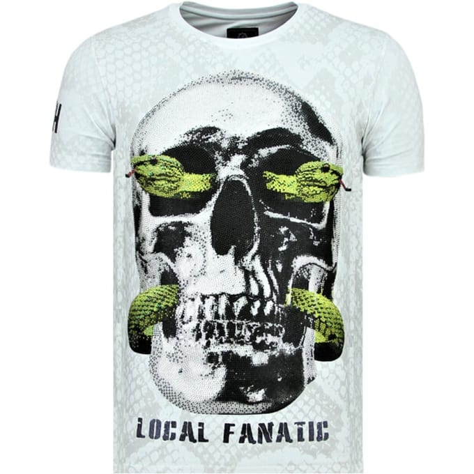 Skull Snake - Strakke T shirt Mannen - 6326W - Wit