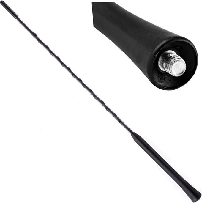 AMiO FM/AM Auto Antenne Mini Universeel met 6mm Adapter Zwart (40 cm)