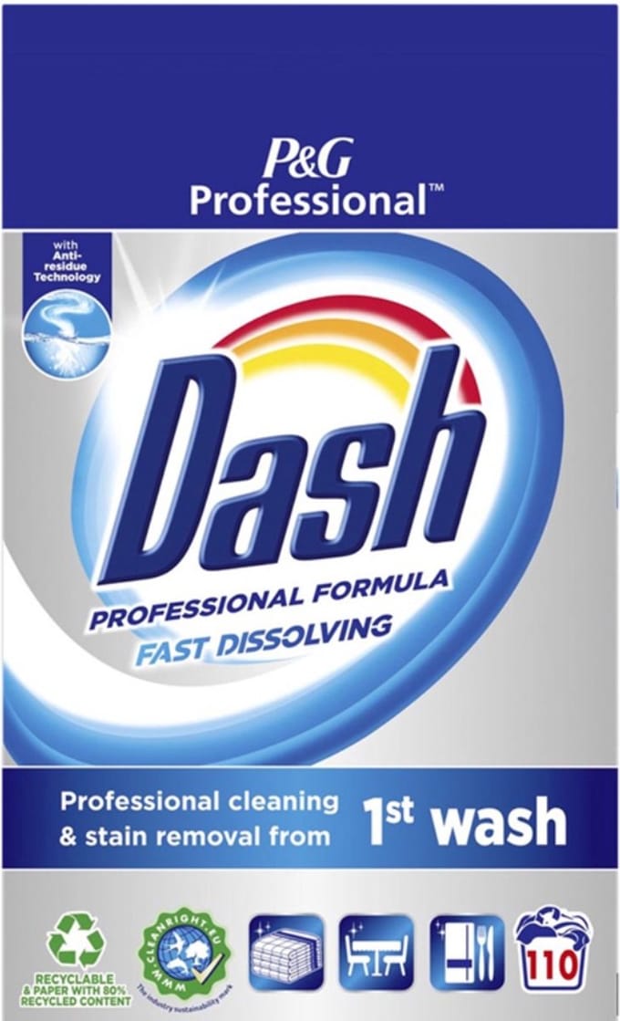 Dash Professional - Snel Oplossend Waspoeder - Witte en Gekleurde Was - 110 Wasbeurten