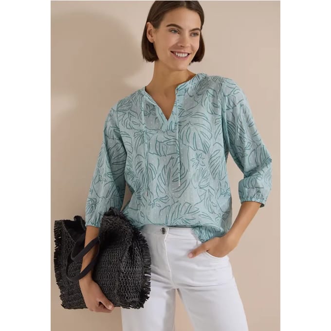 Tuniek met 3/4-mouwen en bladprint