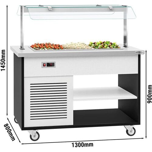 GGM Gastro Buffetwagen kalt DANZIG - 1300mm - für 3x GN 1/1 Zilver / Grijs