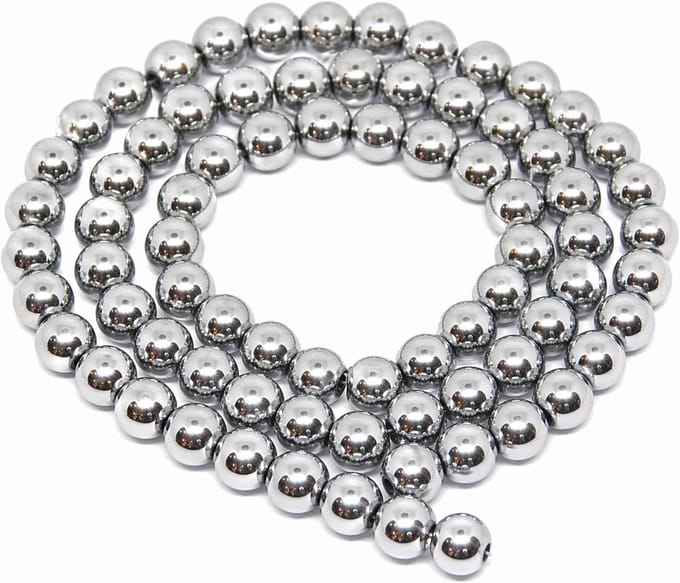 Kralen van zilver, 8 mm, 47 stuks, rond