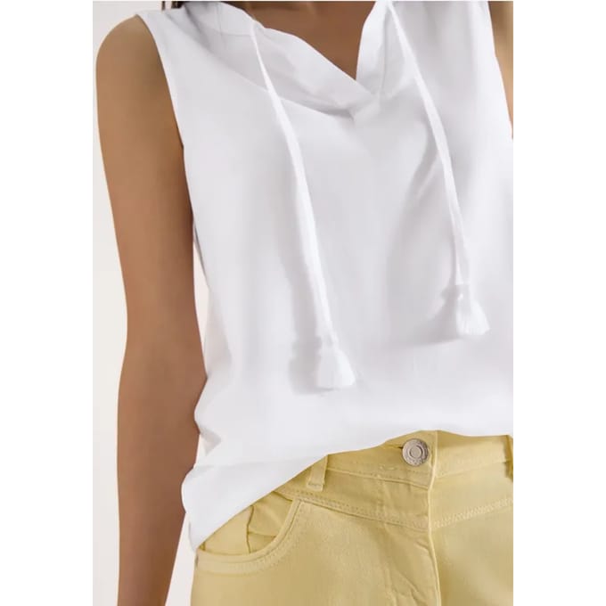 Blousetop met gespleten hals en linten