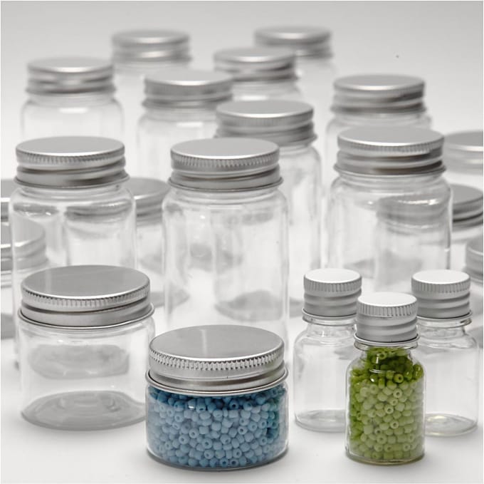Potje met schroefdop, H: 35-77 mm, d 24-45 mm, 13+35+50+100 ml, 80 stuk