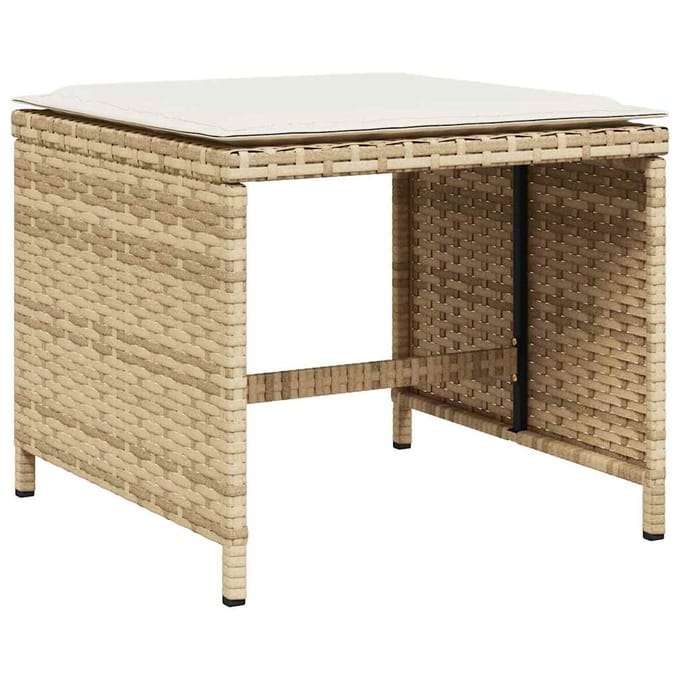 vidaXL - 17-delige - Tuinset - met - kussens - poly - rattan - beige