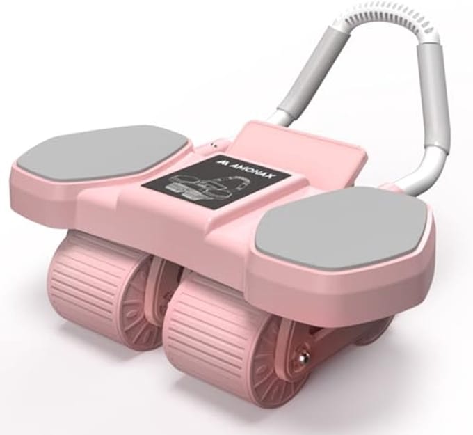 Buikspier Trainer - Buikroller Wiel - Kracht Training - Vier Wiel Stabiliteit - 100 kg Belasting - Roze