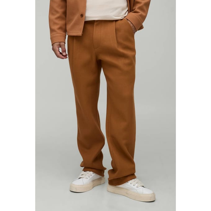 Straight Fit Brushed Trouser | Brown | Size Small