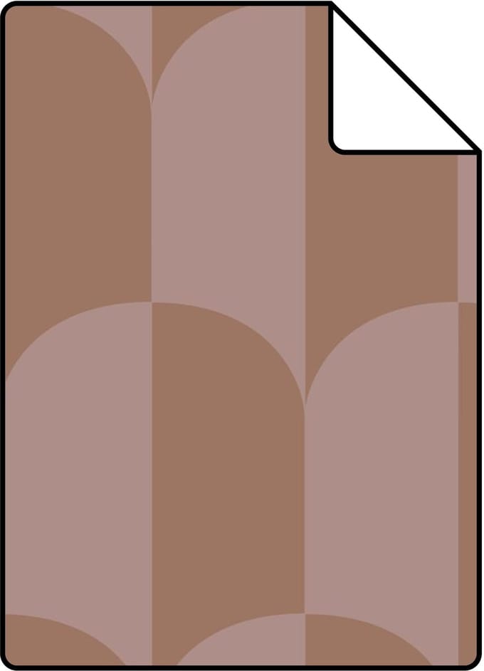 Proefstaal ESTAhome behang art deco bogen oudroze en bruin - 26.5 x 21 cm - 131235-S