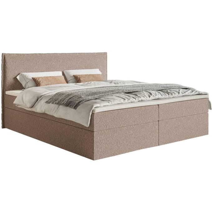 Boxspring Esmay chenille met opbergruimte en topper 160 x 200 cm | NADUVI Collection