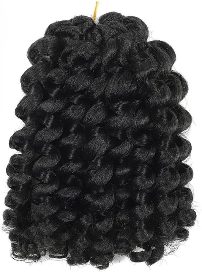 Gehaakt haar - Krullend vlechthaar - Haar styling - Natuurlijk uitziend - 8 inch 6 pakjes - Gitzwart