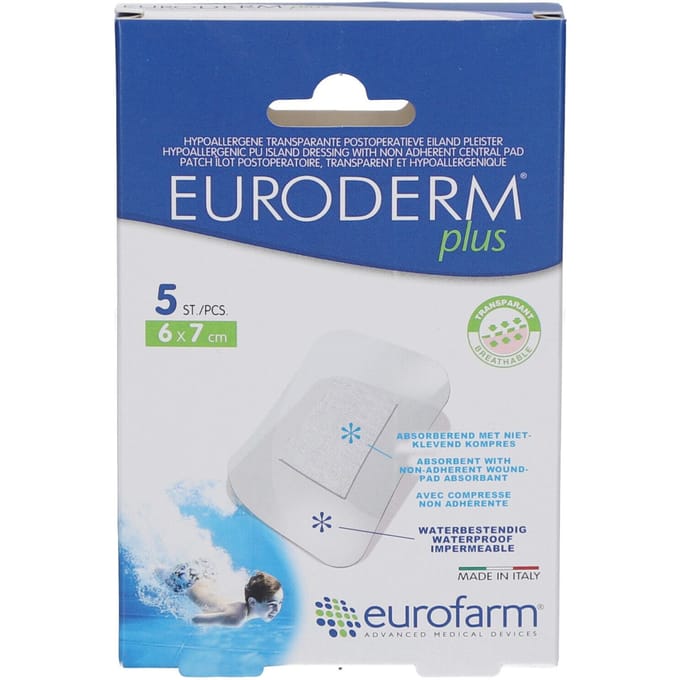 Euroderm Plus Waterproof Steriele Pleister 6x7cm 5