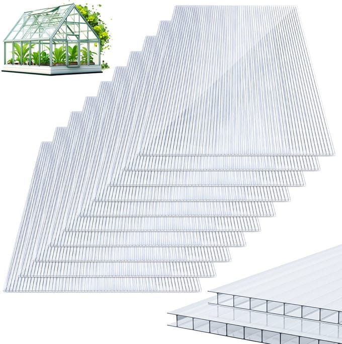 10x Kasplaten Polycarbonaat 8 mm Kanaalplaat Transparant 7,32 m²