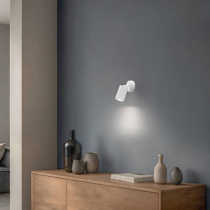 SOLLUX LIGHTING Wandspot carbon, wit, projectie 16 cm, schakelaar, aluminium