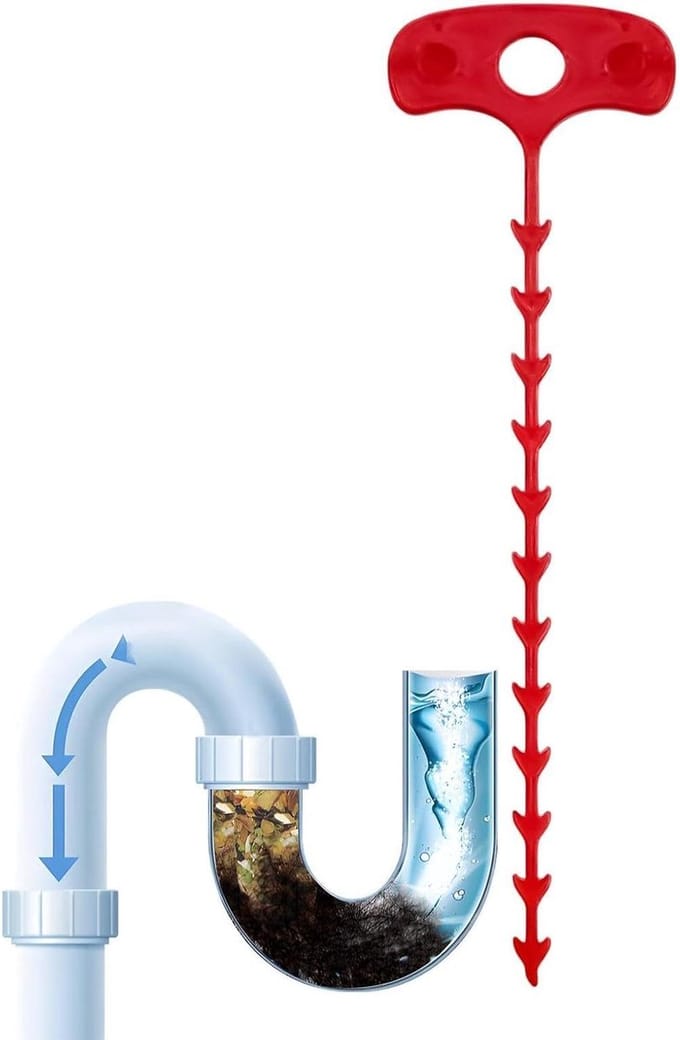 Haarafvoerverwijderaar - Rioolvanger Ontstopper - Afvoeren Ontstoppen - Flexibel Ontwerp Haak - 163 cm - Rood