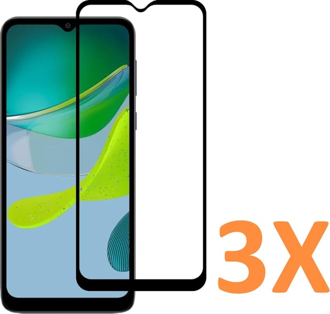 Volledige dekking Screenprotector Glas - Tempered Glass Screen Protector Geschikt voor: Motorola Moto E13 - 3x