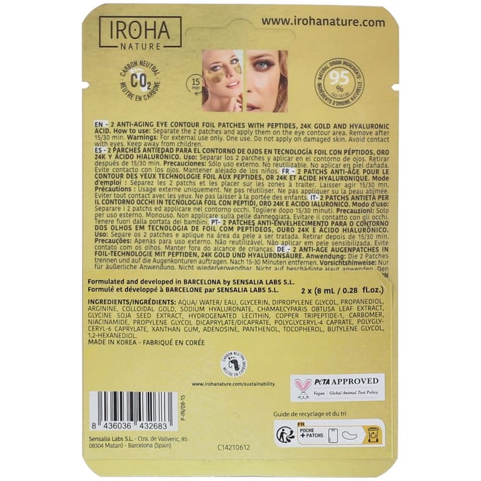 IROHA NATURE - Patchs anti-âge pour les yeux en aluminium 2 unités