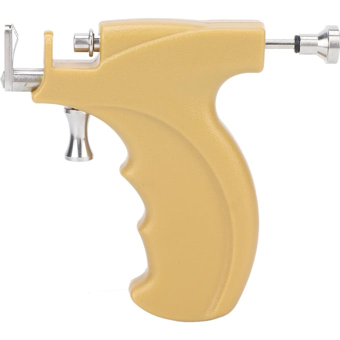 Kit d'outils de perçage d'oreille professionnel, clou d'oreille en acier inoxydable, ensemble d'outils de pistolet de perçage de boucles d'oreilles beige