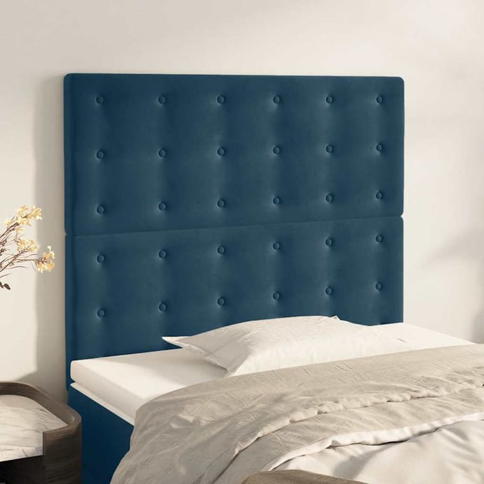 vidaXL - Hoofdbord - donkerblauw - 90x5x118/128 - cm - fluweel