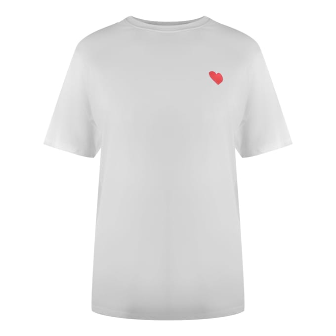 Love Moschino T-shirt Met Klein Rood Hartje-logo In Wit