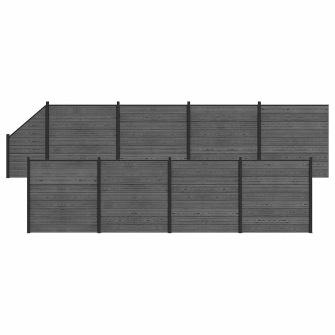 vidaXL - Hekset - 9 - st - 1484 - x - 186 - cm - WPC - en - Aluminium - Grijs