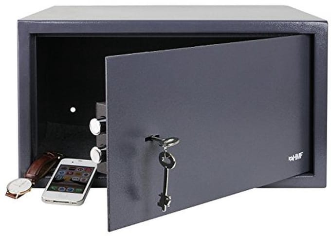 Wandkluis met sleutel voor laptop en documenten, 45 x 25 x 36,5 cm, antraciet