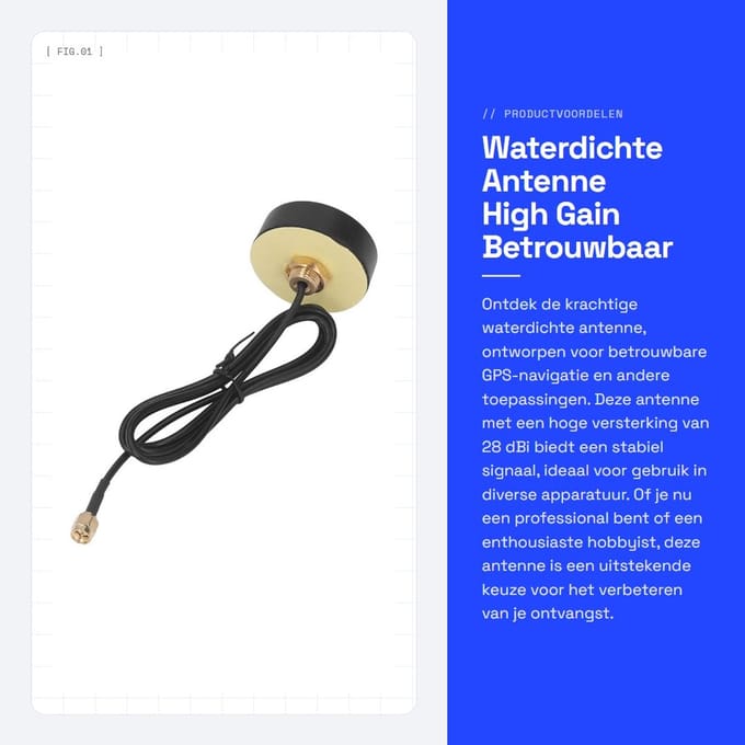 Dailygoods- Antenne 28 dBi Hoge Versterking - Waterdichte Antenne - GPS Antenne - Magnetische Basis - Betrouwbaar Gebruik - Compact Formaat