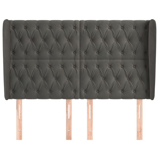 vidaXL - Hoofdbord - met - randen - 147x23x118/128 - cm - fluweel - donkergrijs