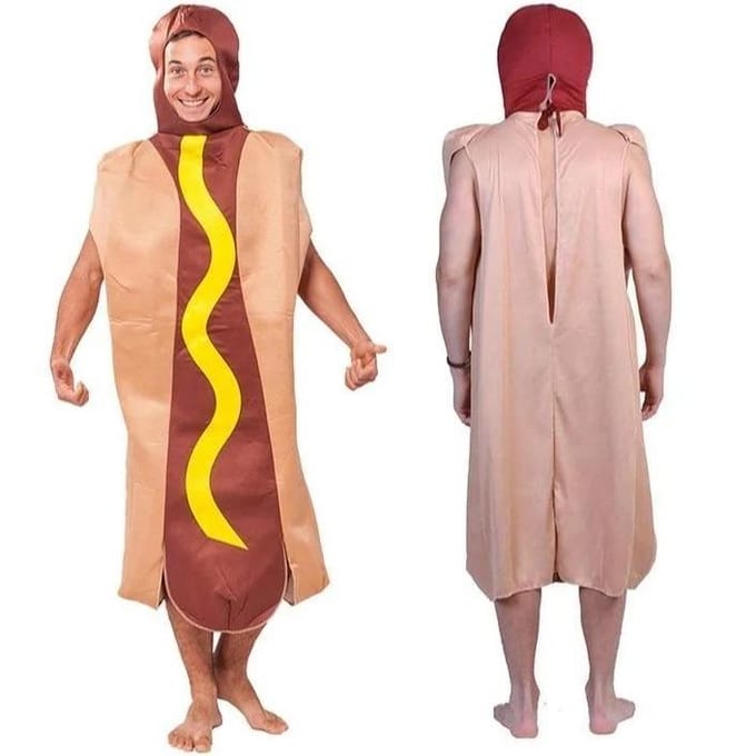 Hotdog cosplay kostuum, volwassene One size fits all adults bruin