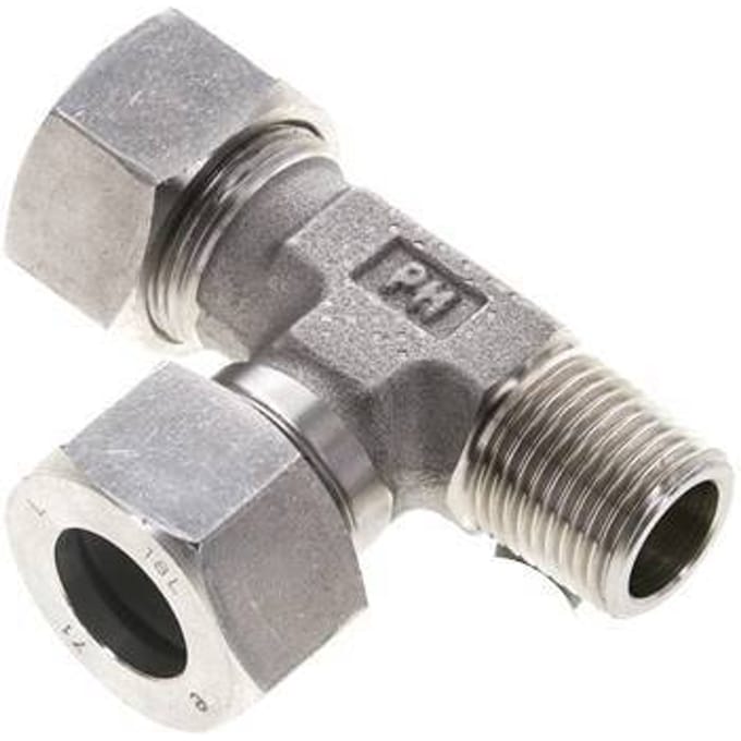 18L & R1/2'' RVS L-vorm Snijringkoppeling Buitendraad 315bar ISO 8434-1