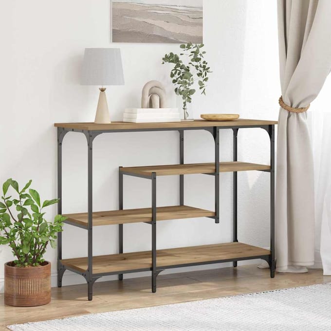 vidaXL - Console - Tafel - artisanaal - eikenkleurig - 100 - x - 35 - x - 75 - cm