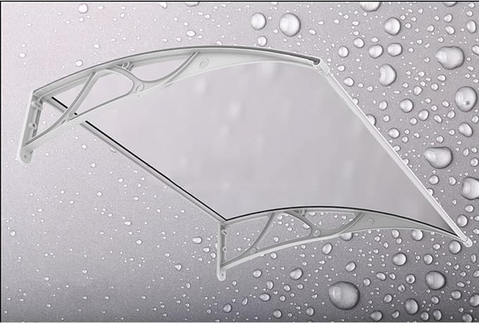 Buitendeur Luifel - Raam Overkapping - Weer Bescherming - Hoge Slagvastheid - 60 x 60 cm - Mat Glas Wit