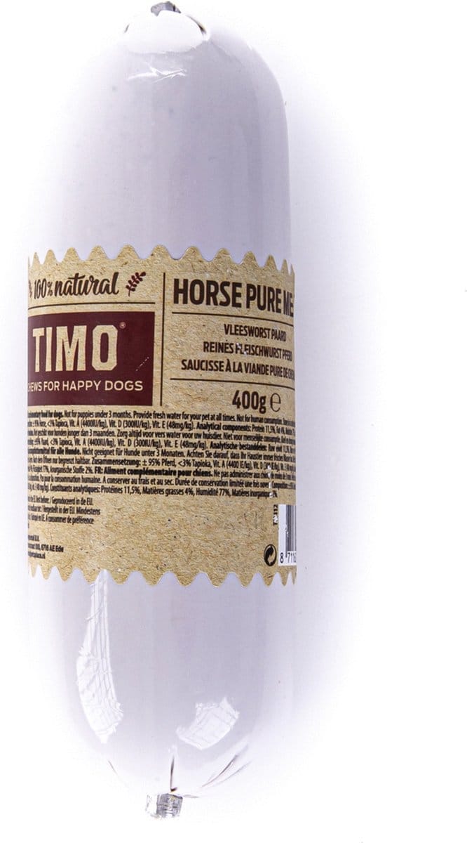 Timo Vleesworst Paardenvlees - Hondensnacks - 400 g