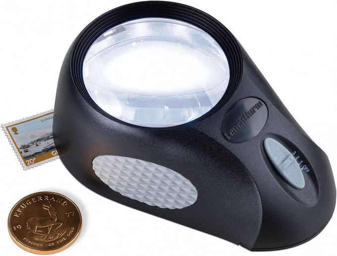 Staande Loep - Vergrootglas Bureau - Gedetailleerd Lezen - Geïntegreerde LED's - 65mm Lens - Wit