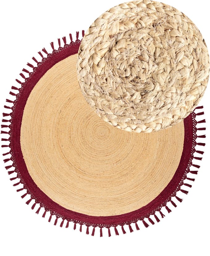 MARTS - Vloerkleed - Donkerrood - 200 cm - Jute