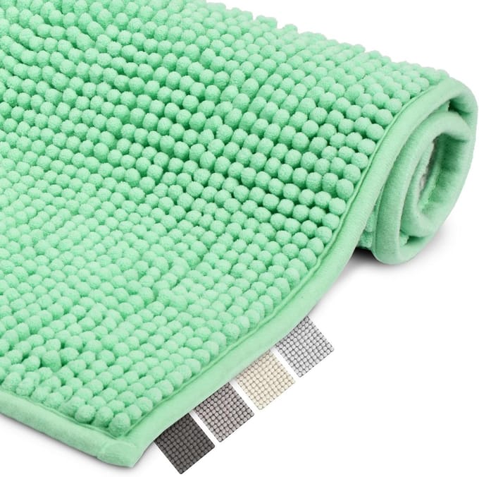 Famanu - Witte badmat 50 x 80 cm, antislip microvezel, geschikt voor vloerverwarming en badkamer