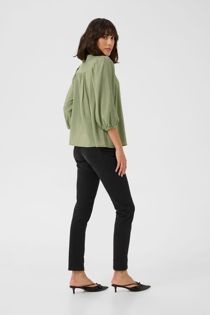 Blouse met lange mouwen Loose fit Oil Green