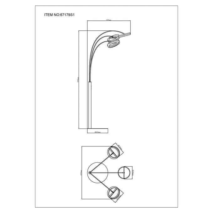 Globo LED vloerlamp Della, hoogte 190 cm, zwart/donkergrijs, 3-lamps.