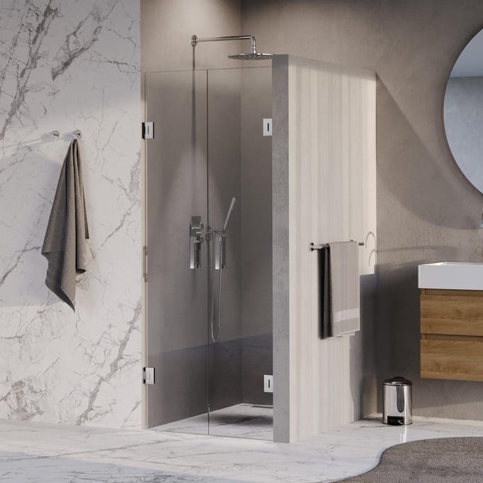 Brauer Void - Pendeldeuren - Helder Glas - 60 x 200 cm - incl. Glascoating - Chroom