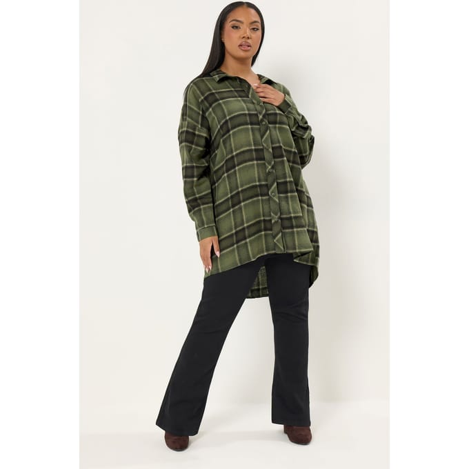 Yours Khaki Groen Oversized Geruit Overhemd Size 48