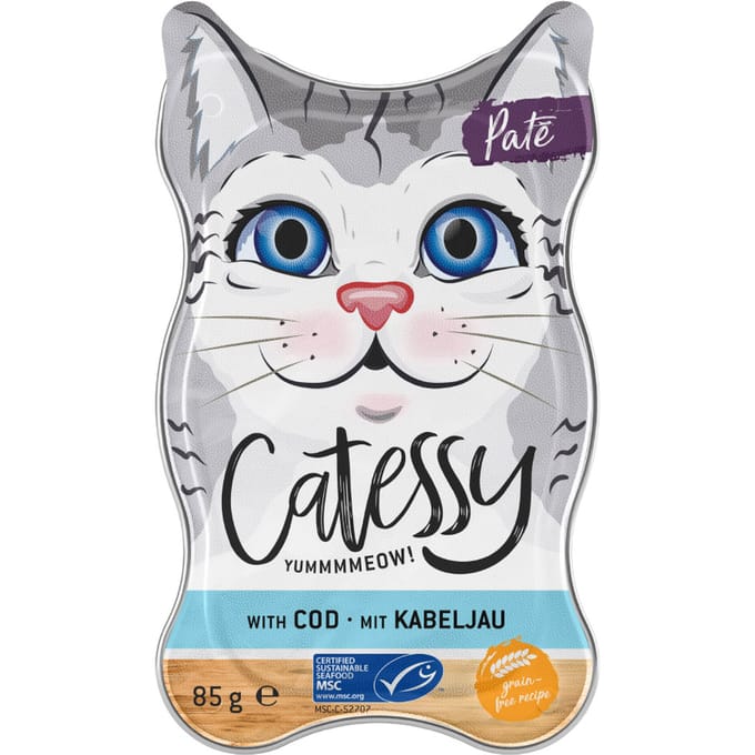 72x85g Patéschaaltjes met Kabeljauw Catessy Kattenvoer