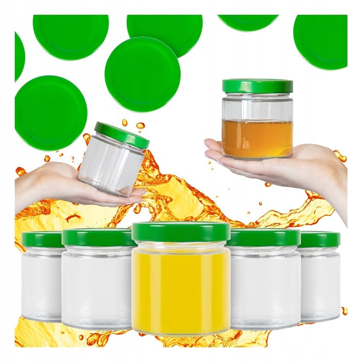 Atena Serie - Glazen Pot - 410ml - Groene Deksel - Transparant Glas