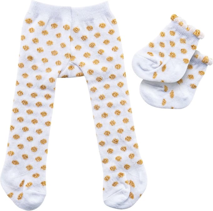 Heless Poppenmaillot En Sokken Polyester Goud/wit 35-45 Cm