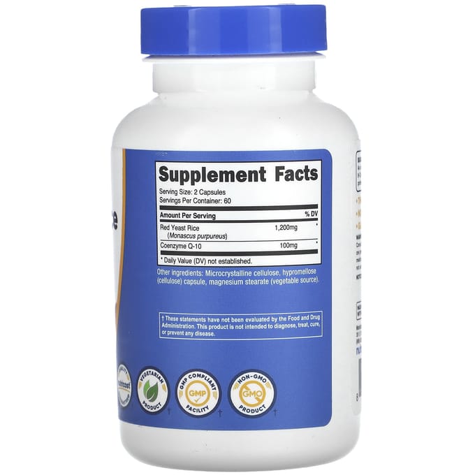 Nutricost, Rode Gist met CoQ10, 1.300 mg, 120 capsules (650 mg per capsule)