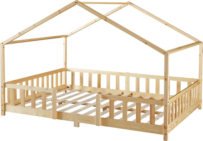 Kinderbed Treviolo huisbed 140x200 cm naturel [en.casa]