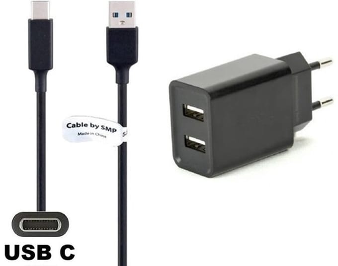 OneOne 2.1A lader met 2 poorten + 1,5m standaard USB C kabel. Oplader adapter past op Kobo (Rakuten) eReader Elipsa, Elipsa 2E, Sage, Libra 2, Libra Colour, Clara 2E, Clara Colour, Clara BW - Kindle (Amazon) Scribe