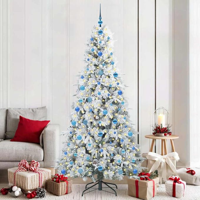 vidaXL - Kunstmatige - Hinged - Kerstboom - met - 300 - LED - Wit - 210 - cm - PE - en - PVC