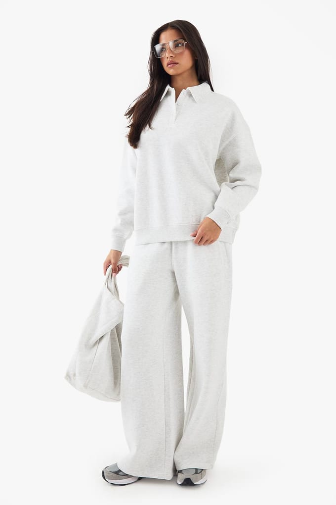 Dames DSGN Studio Sweatshirt met Kraag Oversized | Asgrijs | Maat: Medium
