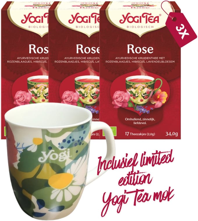 Yogi Tea Rose Bio - 3 pakjes - inclusief limited edition Yogi Tea mok