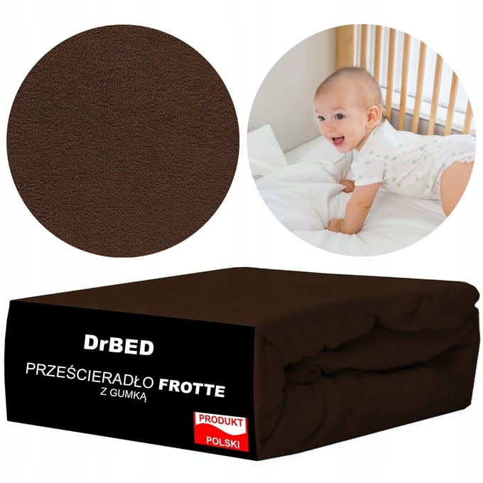 DrBED - Lakentje - Frotte - 60x120cm - Donkerbruin - Ademend