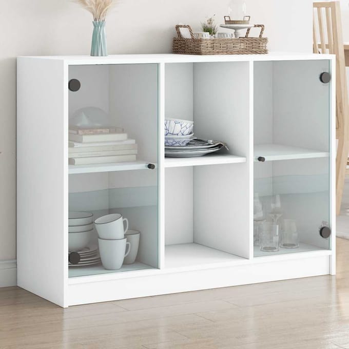 vidaXL - Dressoir - 102x37x75,5 - cm - bewerkt - hout - wit